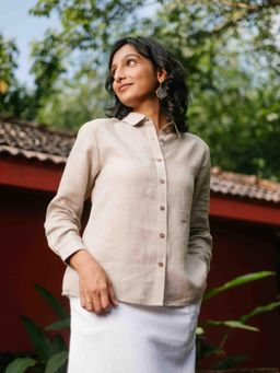 Creatures of Habit - Beige Linen Day Shirt- Ginger