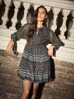 Style Island - Black Rhea Lurex Mini Dress