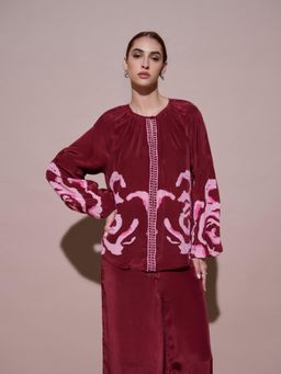 Style Island - Maroon Grace Mulberry Printed Top