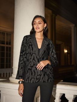 Style Island - Black Arden Denim Velvet Blazer