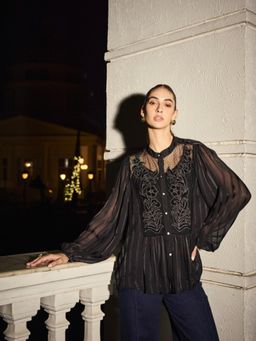 Style Island - Black Ayanka Mulberry Top