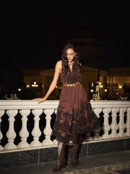 Style Island - Brown Nicole Mesh Midi Dress