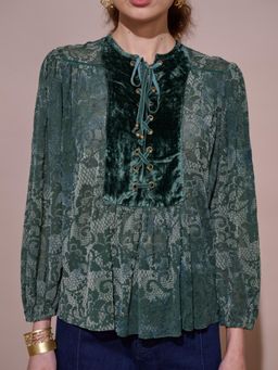 Style Island - Green Aria Burnt-Velvet Top