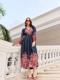 Style Island - Blue Isabel Printed Midi Dress