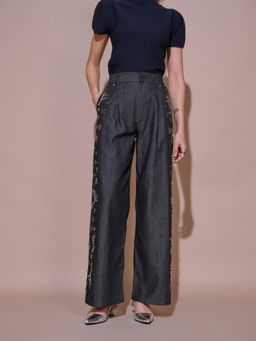 Style Island - Black Rosie Embellished Denim Pant