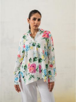 The Rune Studio - White Zen Pure Linen Shirt-Rose