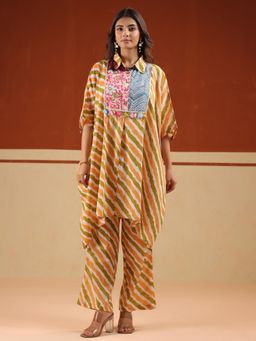 SAY - Multi Shirt Collar Cotton Blend Co-ords Set for Women