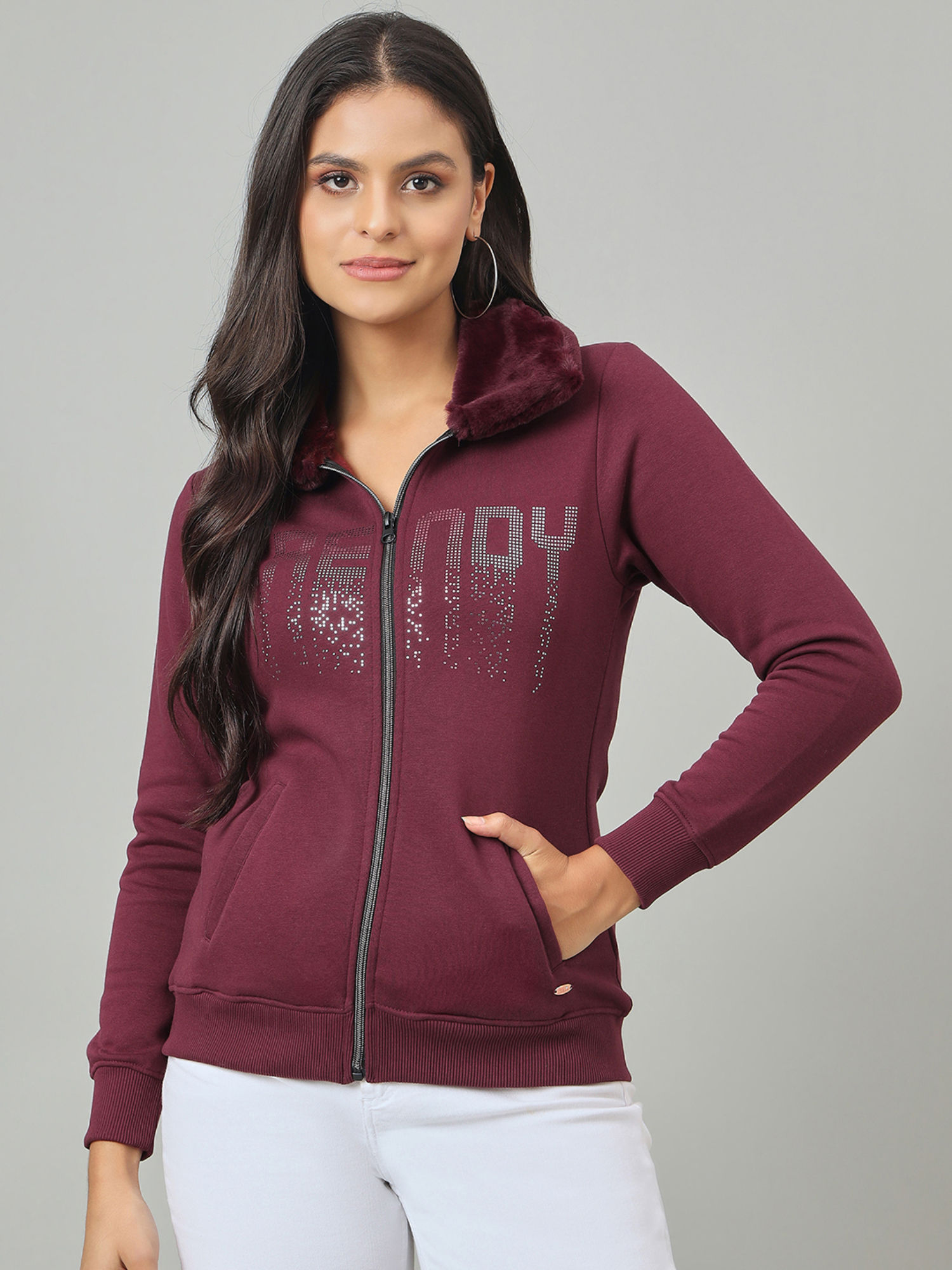 duke Women Maroon Full Zip Regular Jacket-picture-31
