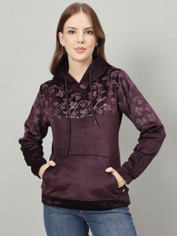 Duke - Women Wine Hooded Regular Sweatshirt