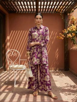 IMANA - Women Purple Pure Cotton Floral Co-Ord Set