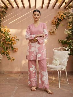 IMANA - Women Lavender Pure Cotton Floral Co-Ord Set