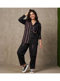 WE'AVE BY SHUBHKARI - Women Black Poplin Stripes Co-Ord Set