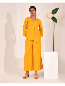WE'AVE BY SHUBHKARI - Women Yellow Cotton Flex Embroidered Co-Ord Set