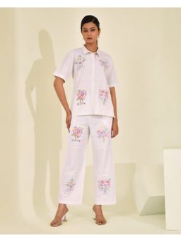 WE'AVE BY SHUBHKARI - Women White Cotton Flex Embroidered Co-Ord Set