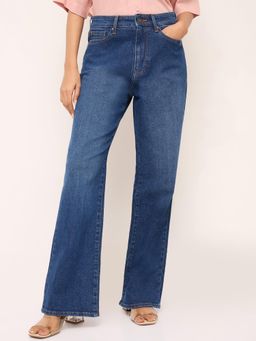 Spykar - Women Blue Solid Straight Fit High Rise Jeans