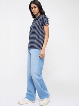 Spykar - Women Blue Solid Straight Fit High Rise Jeans