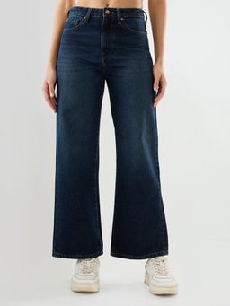 Spykar - Women Blue Solid Wide Leg High Rise Jeans
