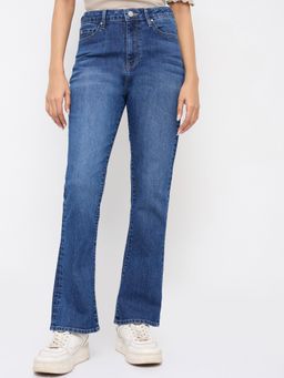 Spykar - Women Blue Solid Boot Cut Fit High Rise Jeans