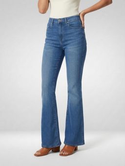 Spykar - Women Blue Solid Flare Leg Mid Rise Jeans