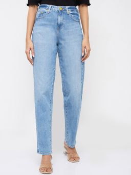 Spykar - Women Blue Solid Mom Fit High Rise Jeans
