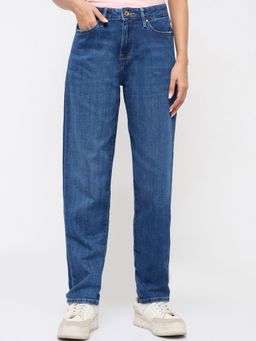 Spykar - Women Blue Solid Mom Fit Mid Rise Jeans