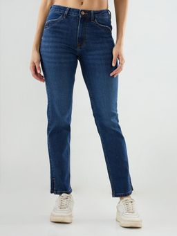 Spykar - Women Blue Solid Slim Fit Mid Rise Jeans