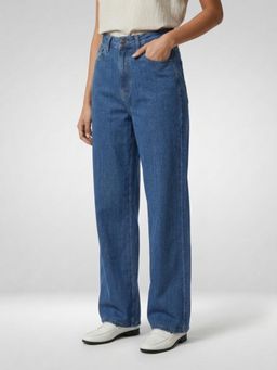 Spykar - Women Blue Solid Straight Fit High Rise Jeans