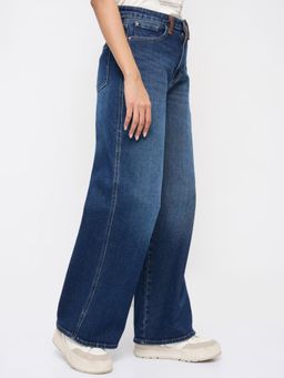 Spykar - Women Blue Solid Wide Leg High Rise Jeans