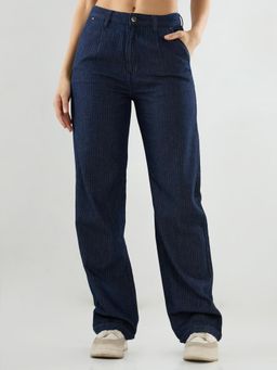 Spykar - Women Blue Solid Straight Fit High Rise Jeans