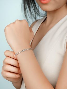 Silberry - 925 Sterling Silver White Interlinked Bracelet