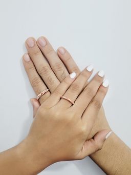 Silberry - 925 Sterling Silver Rose Gold Forever Linked Couple Rings