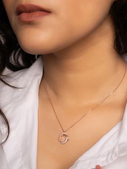 Silberry - 925 Sterling Silver Rose Gold Allure Pendant with Chain Necklace