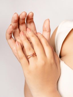 Silberry - 925 Sterling Silver Rose Gold Twisted Knot Ring
