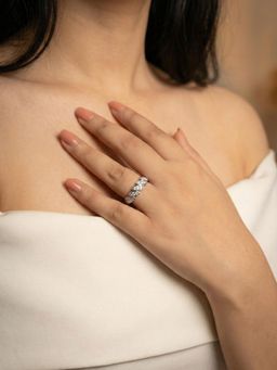 Silberry - 925 Sterling Silver White Link Ring