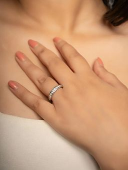 Silberry - 925 Sterling Silver White Beaded Ring