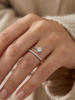 Silberry - 925 Sterling Silver White Luna Curve Ring