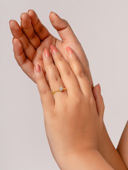 Silberry - 925 Sterling Silver 18k Gold Plated Silver Tiny Solitaire Ring