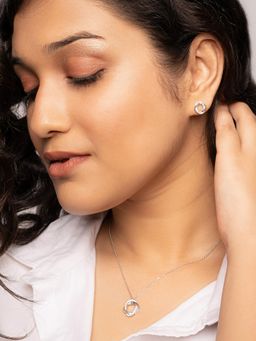 Silberry - 925 Sterling Silver Allure Earrings with Pendant Necklace