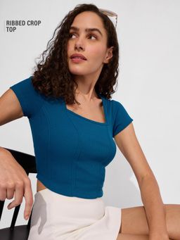 The Souled Store - Solids: Cobalt Blue Women Cropped Tops