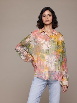 Label Ritu Kumar - Multi-Color Floriane Shirt with Camisole (Set of 2)