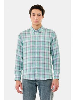Snitch - Green Checks Full Sleeves Regular Casual Luxe Shirt for Men