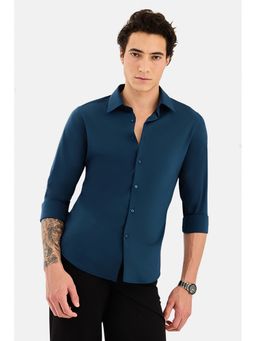 Snitch - Blue Solid Full Sleeves Slim Formal Luxe Shirt for Men