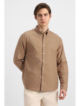 Snitch - Brown Stripes Full Sleeves Regular Casual Shirt for Men
