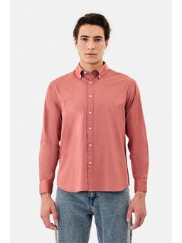 Snitch - Peach Solid Full Sleeves Regular Casual Shirt for Men