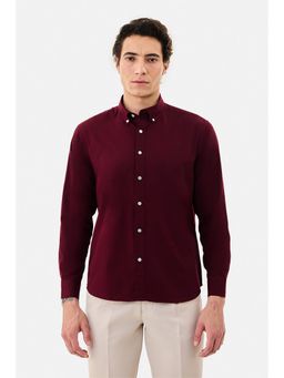 Snitch - Maroon Solid Full Sleeves Regular Formal Shirt for Men