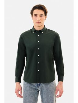 Snitch - Olive Solid Full Sleeves Regular Casual Shirt for Men