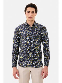 Snitch - Navy Floral Full Sleeves Slim Casual Shirt for Men
