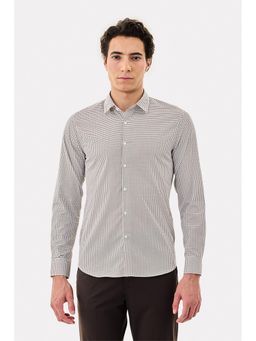 Snitch - White Printed Full Sleeves Slim Formal Shirt for Men