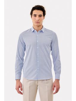 Snitch - Blue Printed Full Sleeves Slim Formal Shirt for Men