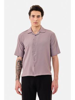 Snitch - Mauve Textured Half Sleeves Boxy Casual Shirt for Men